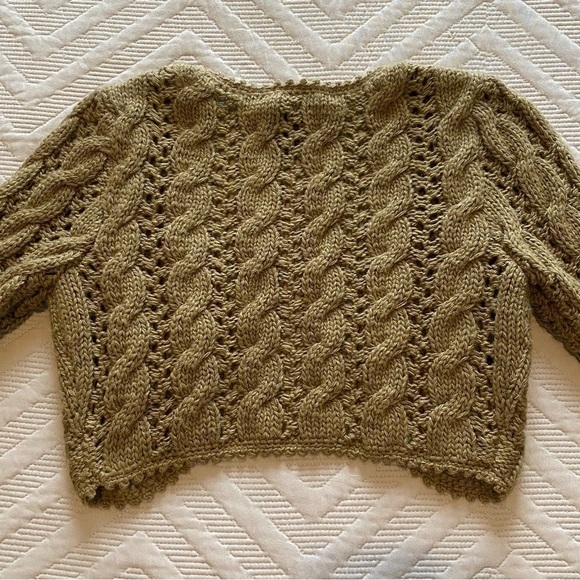 Vintage ARDEN B. Cable Knit Shrug Wheat Brown Size Extra Small (EUC) - Picture 6 of 10